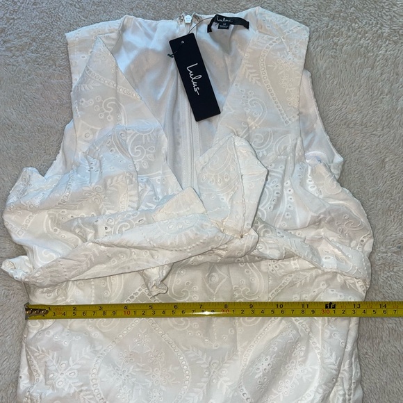 Lulus Always Ravishing White Cotton Eyelet Fringe Tulip Midi Dress - Picture 6 of 9